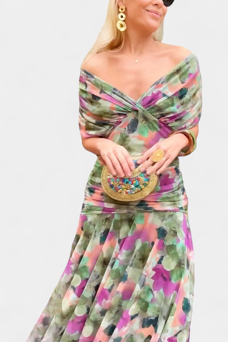 Alondra | Robe longue à imprimé floral fantaisie et col en V