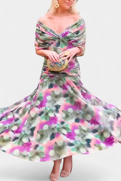 Alondra | Robe longue à imprimé floral fantaisie et col en V