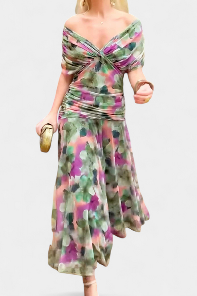 Alondra | Robe longue à imprimé floral fantaisie et col en V