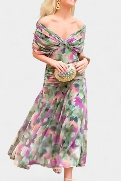 Alondra | Robe longue à imprimé floral fantaisie et col en V