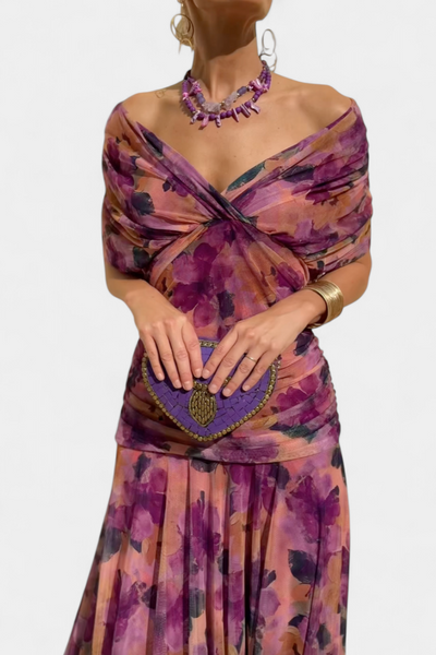 Alondra | Robe longue à imprimé floral fantaisie et col en V