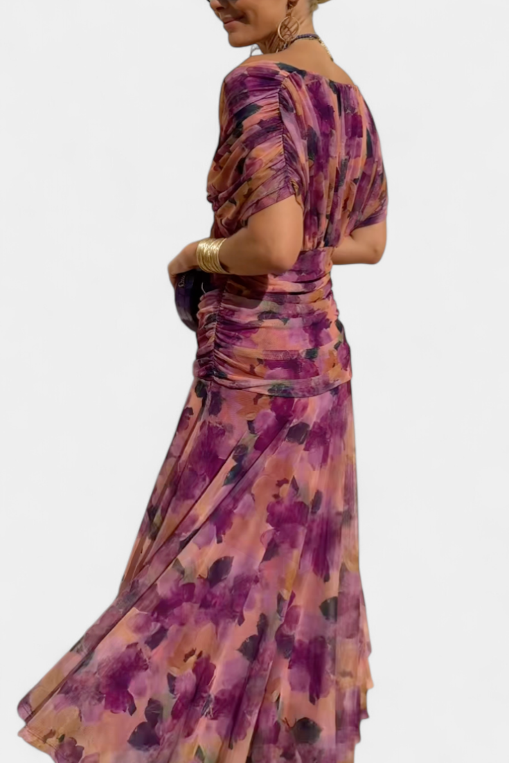 Alondra | Robe longue à imprimé floral fantaisie et col en V