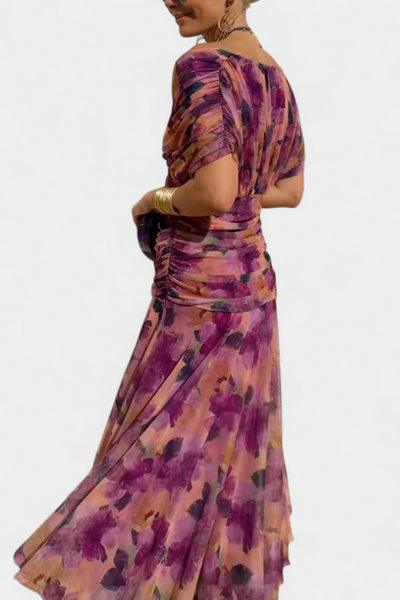 Alondra | Robe longue à imprimé floral fantaisie et col en V